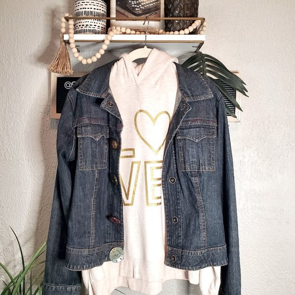 ReUnited-Marled Hoodie with LOVE Square Graphic Super Soft Terry Crop… - Picture 4 of 8